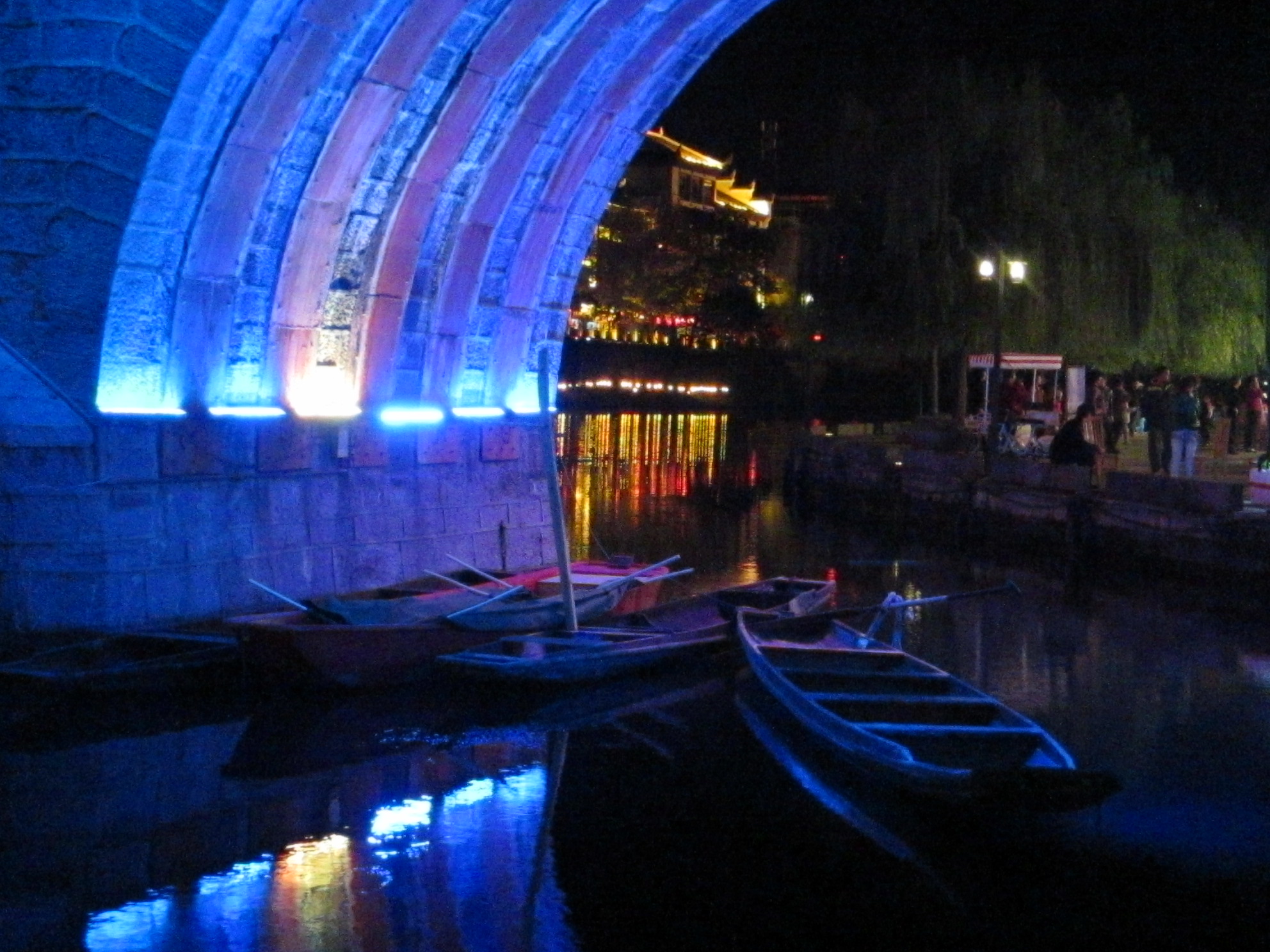Fishermen's boats under the bridge