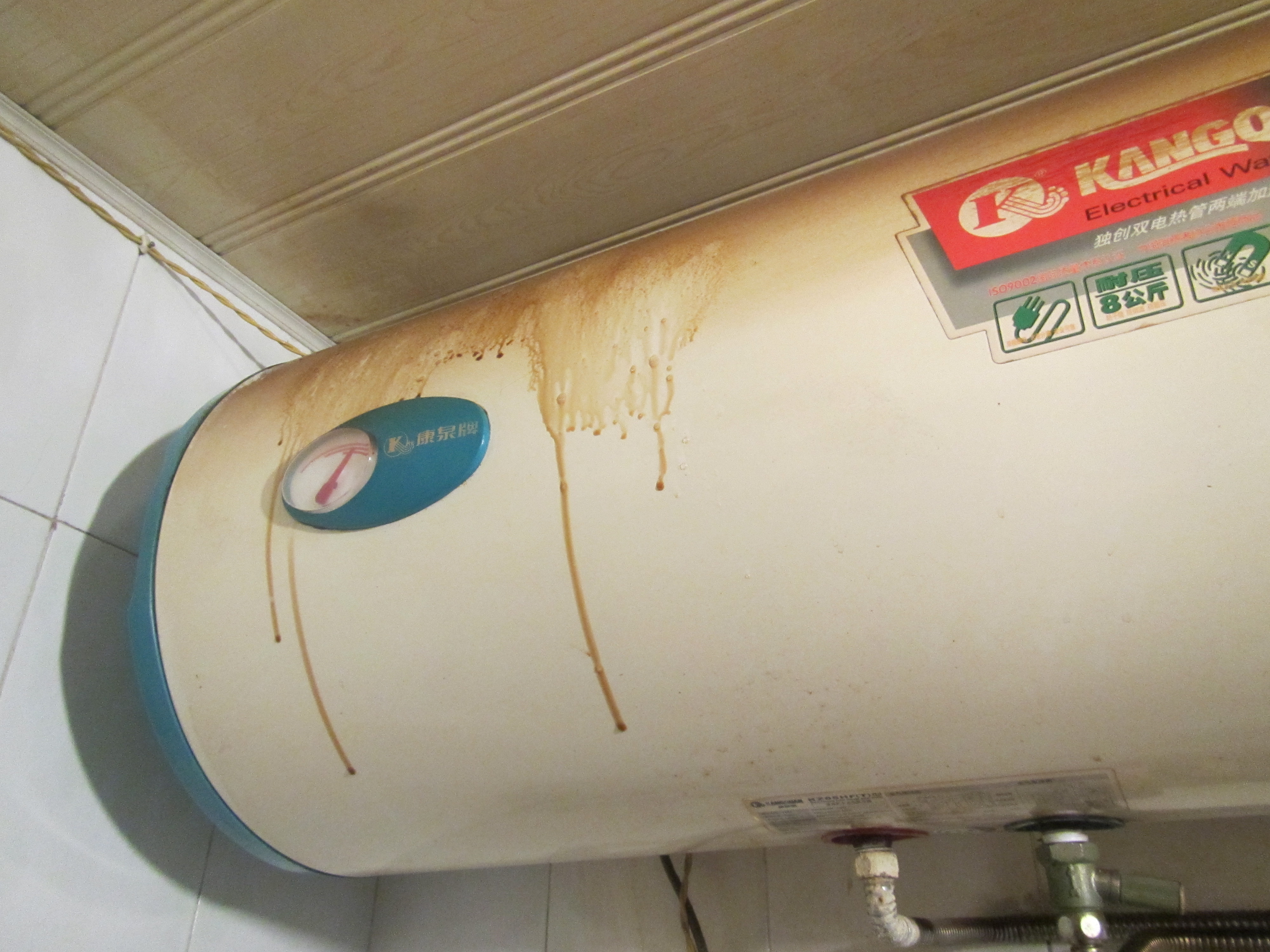 Our hot water tank, before we cleaned it...